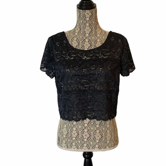 3/$30 La Senza Lace Crop Top Black Size Medium - Picture 1 of 6